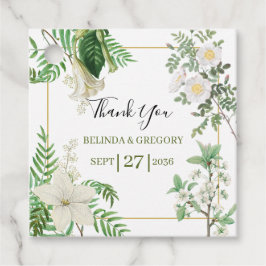 Rustik vit Grönt Vattenfärg Blommigt Guld Bröllop Gåvor Etiketter