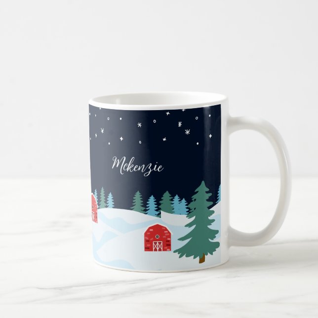 Rustik Vit Jul Personlig Kaffemugg (Höger)