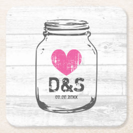 Rustik, vit ladugårdsmason burk bröllop underlägg
