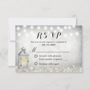 Rustik vit lykta Babysömn Floral RSVP OSA Kort