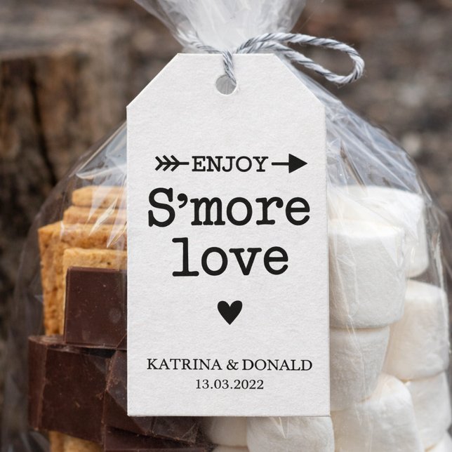 Rustik Vit S'more Kärlek Bröllopsetikett Presentetikett (Skapare uppladdad)