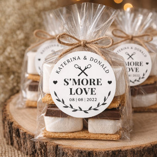 Rustik vit Smore kärlek bröllopsgåva design Runt Klistermärke
