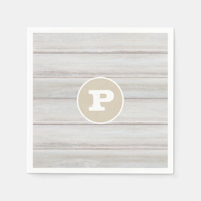 Rustik Vit Trä Shabby Chic Kraft Bröllop Pappersservett (Framsidan)