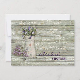Rustik vitewaserad träbondlavender inbjudningar