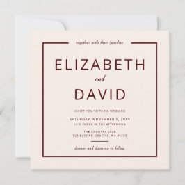 Rustik Warm Burgundy Modern minimalist Bröllop Inbjudningar
