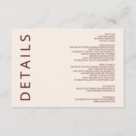 Rustik Warm Burgundy Modern minimalist Bröllop Tilläggskort