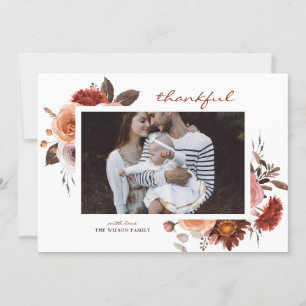 Rustik Watercolor Blommigt Bouquet Thanksgiving Julkort