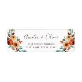 Rustik Watercolor Blommigt Bröllop Returadress Etikett