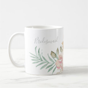 Rustik Watercolor-Blommigtar på Sage Grönt Bridesm Kaffemugg
