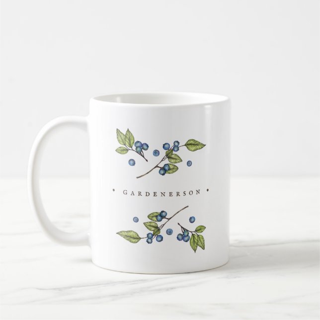 Rustik Watercolor Bluebär Anpassningsbar Kaffemugg (Vänster)