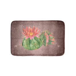 Rustik Watercolor Cactus Orange Flower Badrumsmatta
