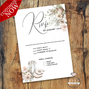 Rustik Watercolor CowboyBoots & Wildblomma OSA Kort