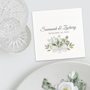 Rustik Watercolor Eucalyptus Cluster Boho Bröllop Pappersservett