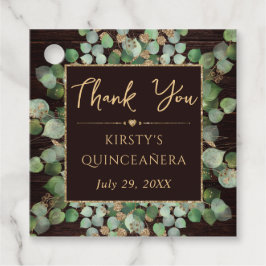 Rustik Watercolor Eucalyptus Foliage Quinceanera Gåvor Etiketter