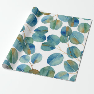 Rustik Watercolor Eucalyptus Löv Mönster Presentpapper