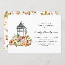 Rustik Watercolor Fall Harvest Lantern Baby Shower Inbjudningar