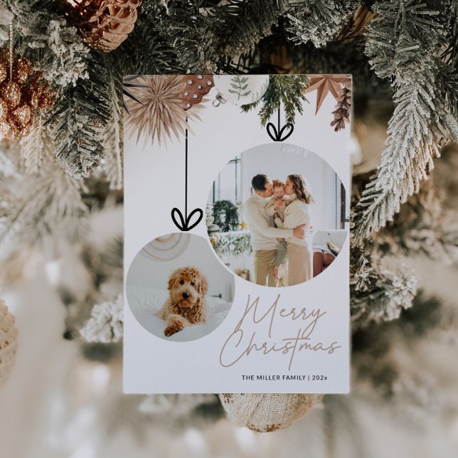 Rustik Watercolor Family Photo-jul Julkort (Rustic Watercolor Family Photo Christmas Card)