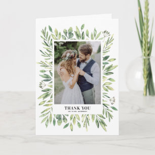 Rustik Watercolor Foliage Ram Photo Bröllop Tack Kort