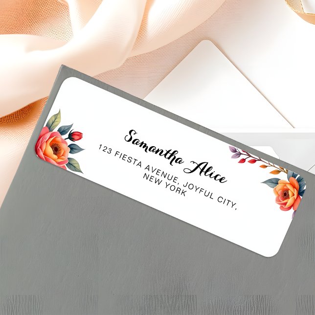 Rustik Watercolor Folral Birthday Returadress Etikett (Skapare uppladdad)