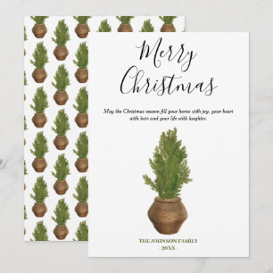 Rustik Watercolor God jul Träd Helgdag