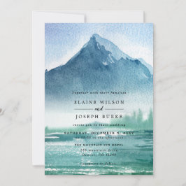 Rustik Watercolor Gräs bergen Sjö Bröllop Inbjudningar