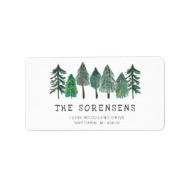 Rustik Watercolor Gräs Träd Adress Adressetikett