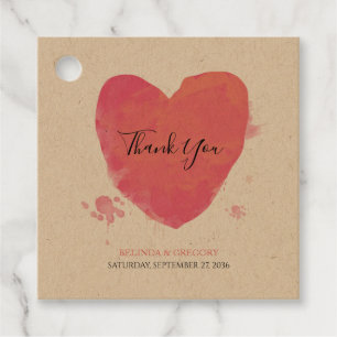 Rustik Watercolor Heart Bröllop Gift Gåvor Etiketter