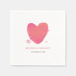 Rustik Watercolor Heart Bröllop Pappersservett