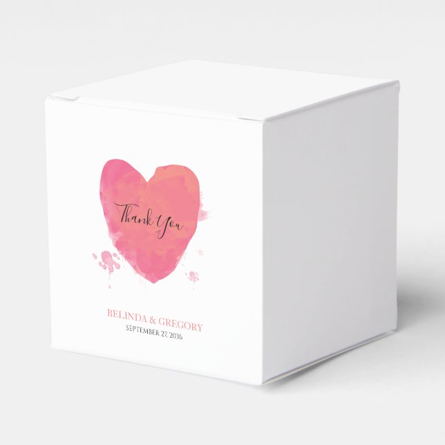 Rustik Watercolor Heart Bröllop Presentaskar (Framsidan Sidan)