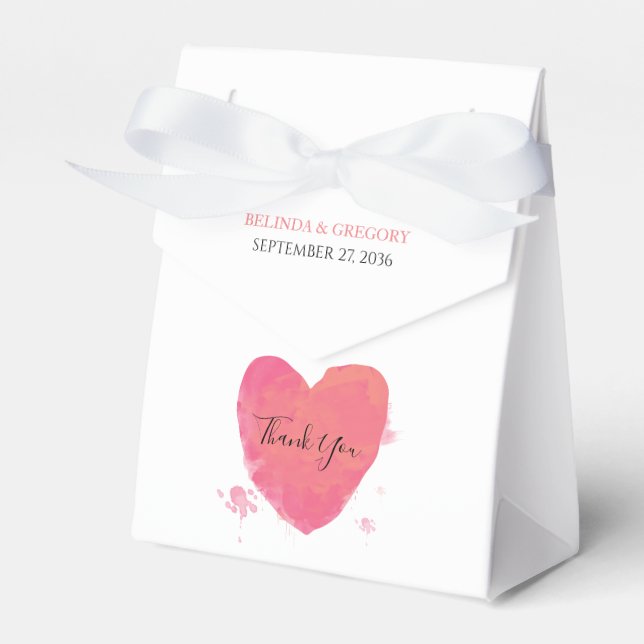 Rustik Watercolor Heart Bröllop Presentaskar (Framsidan Sidan)