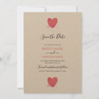 Rustik Watercolor Heart Bröllop spara datum