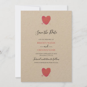 Rustik Watercolor Heart Bröllop spara datum Datumet