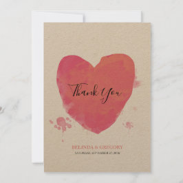 Rustik Watercolor Heart Bröllop Tack Kort