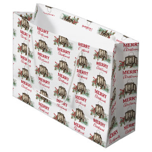 Rustik Watercolor jul Lantern Gräs Berries