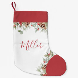 Rustik Watercolor-julen Botanicals Liten Julstrumpa