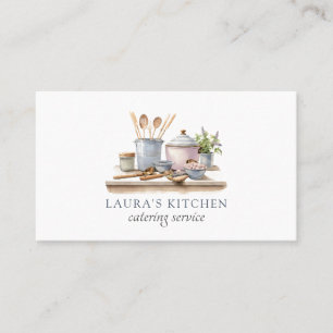 Rustik Watercolor Kitchenware-Catering Visitkort