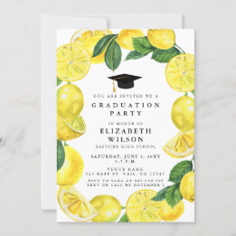 Rustik Watercolor Lemon WAN Studenten Inbjudningar