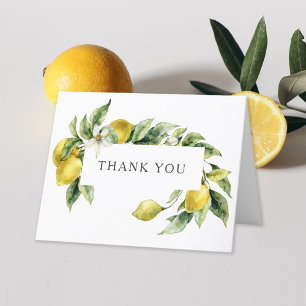 Rustik Watercolor Lemons Bröllop Tack Kort