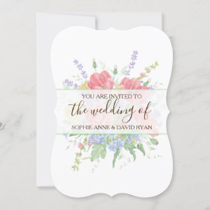 Rustik Watercolor Meadow Vild Flowers Bröllop Inbjudningar