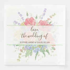 Rustik Watercolor Meadow Vild Flowers Bröllop Pappersservett