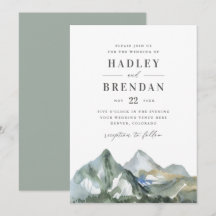 Rustik Watercolor Mountain Forest Bröllop