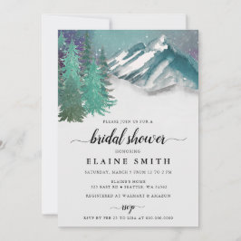 Rustik Watercolor Mountains Gräs Möhippa Inbjudningar