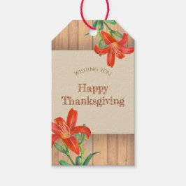 Rustik Watercolor Orange Lily Blommigt Art Presentetikett