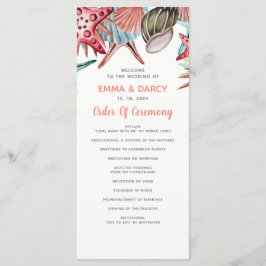 Rustik Watercolor Seashells Starfish Beach Wedding Program