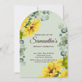 Rustik Watercolor Solros Födelsedagsfest Inbjudningar