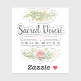 Rustik Watercolor Succulent Desert Cactus Logotyp Klistermärken