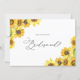 Rustik Watercolor Sunblommor be min Bridesmaid