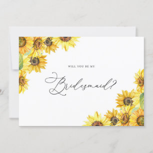 Rustik Watercolor Sunblommor be min Bridesmaid