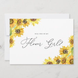 Rustik Watercolor Sunblommor Flower Girl Frieri