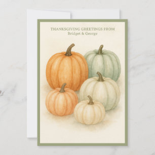 Rustik Watercolor thanksgiving Autumn Pumpkins Julkort